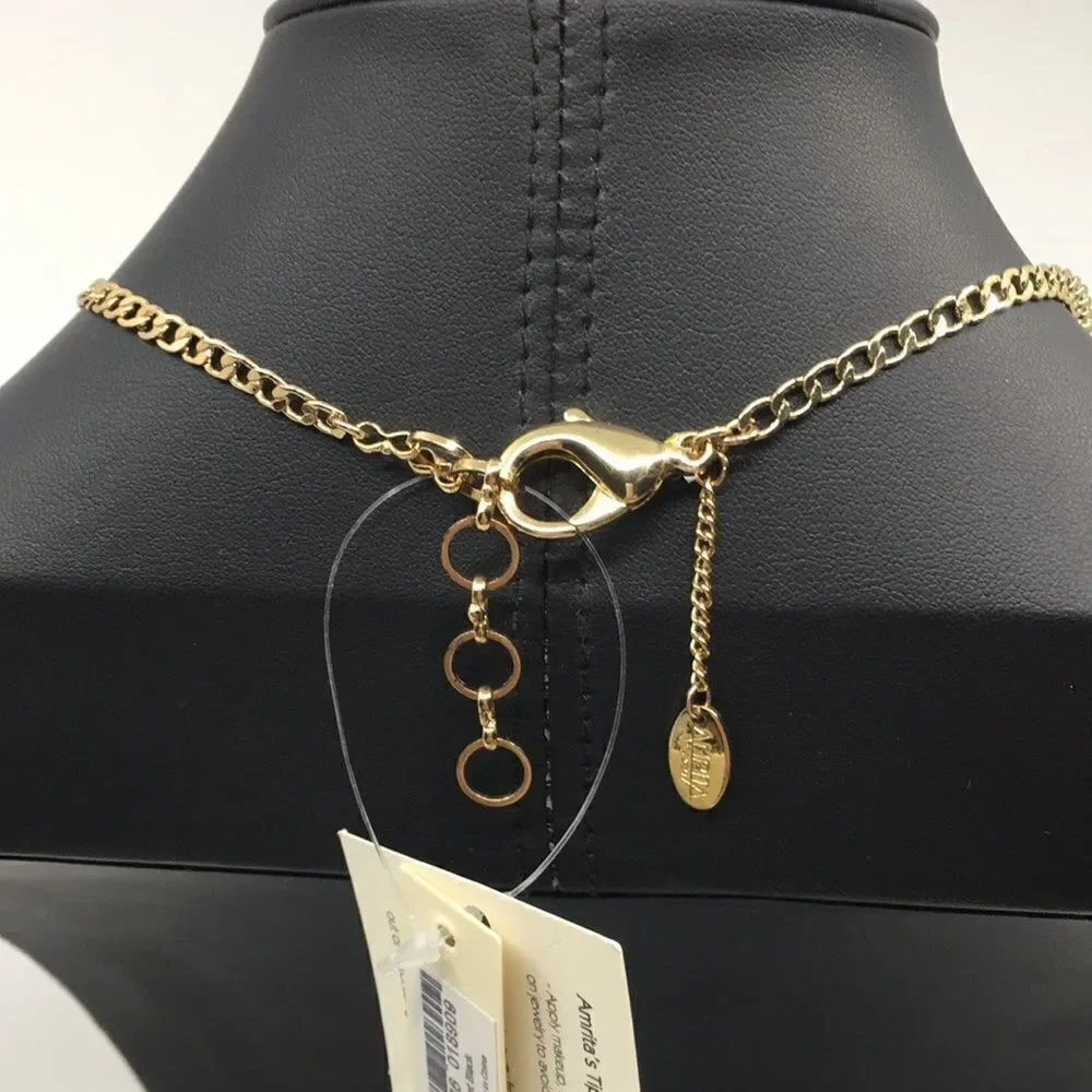 NWT Amrita Singh Bermuda statement necklace. Black and Gold Tone